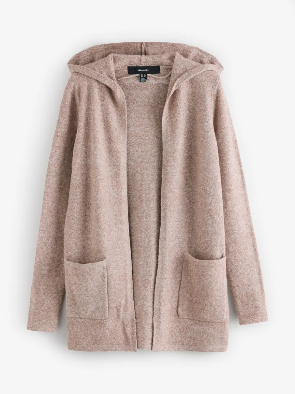 VERO MODA Natural Longline Hooded Knitted Cardigan
