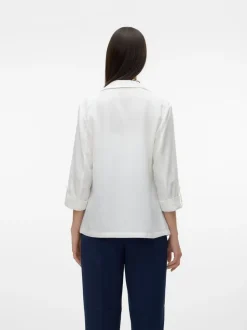 VERO MODA White Linen Blend 3/4 Sleeve Jacket