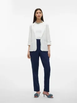 VERO MODA White Linen Blend 3/4 Sleeve Jacket