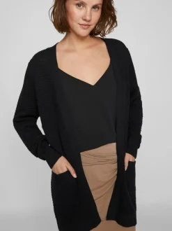 VILA Black Long 100% Cotton Cardigan