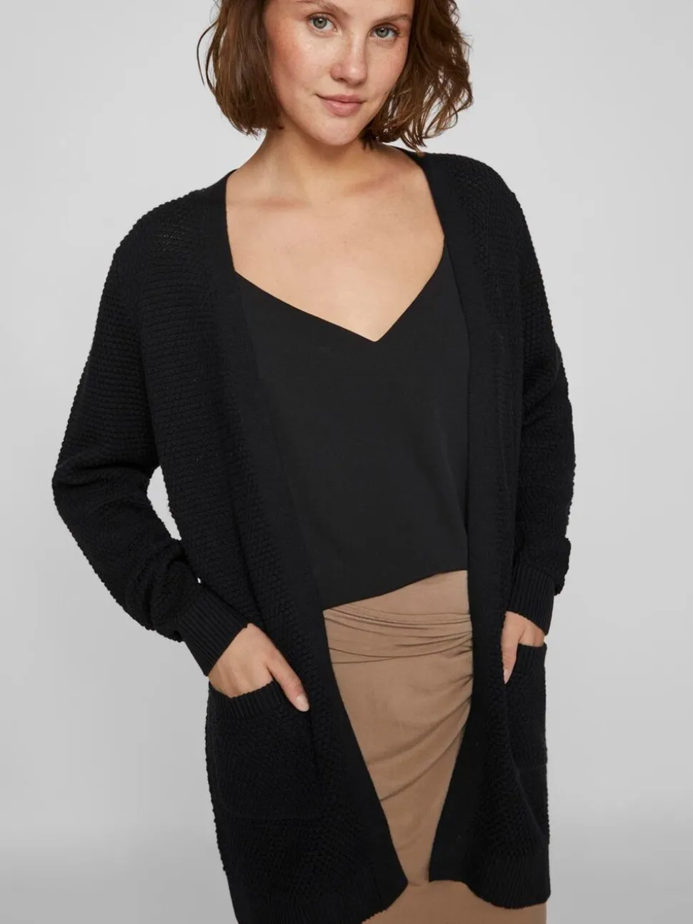 VILA Black Long 100% Cotton Cardigan