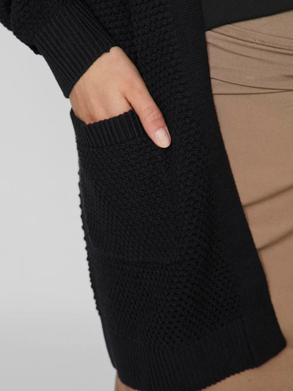 VILA Black Long 100% Cotton Cardigan