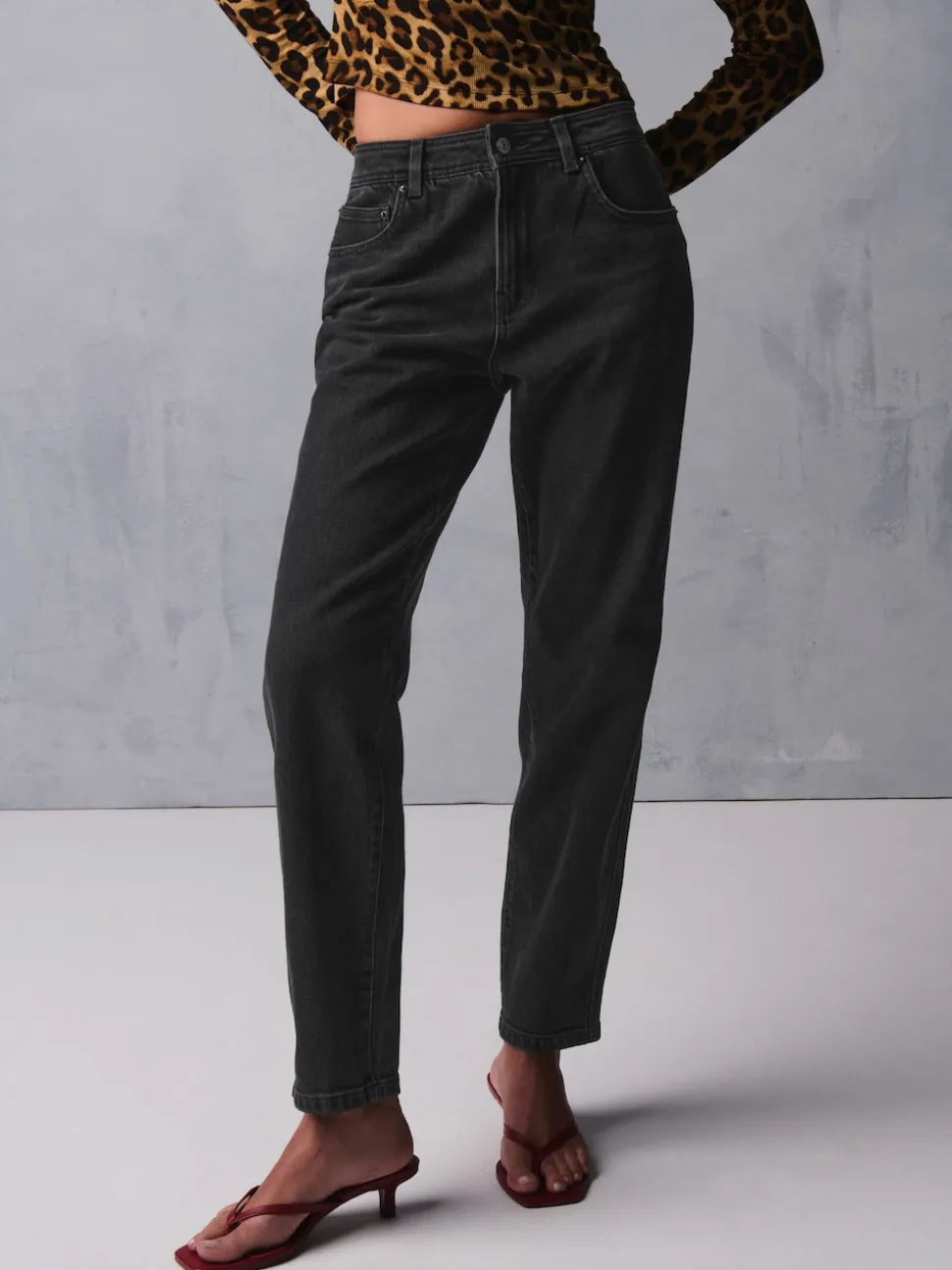 Washed Black Mom Comfort Stretch Jeans