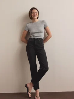 Washed Black Mom Comfort Stretch Column Jeans