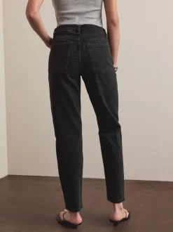Washed Black Mom Comfort Stretch Column Jeans