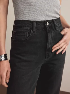 Washed Black Mom Comfort Stretch Column Jeans