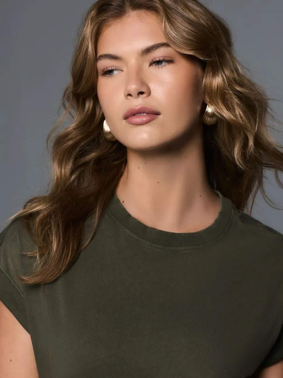 Washed Khaki Green Jersey Sarong Tie T-Shirt Dress