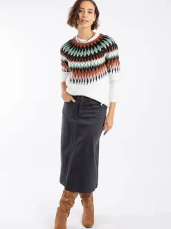 Weird Fish Black Juda Longline Denim Skirt