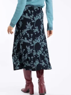 Weird Fish Blue Minnerve Tiered Printed Midi Skirt