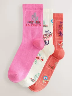 Western Neutral Textured Ankle Socks 3 Pack