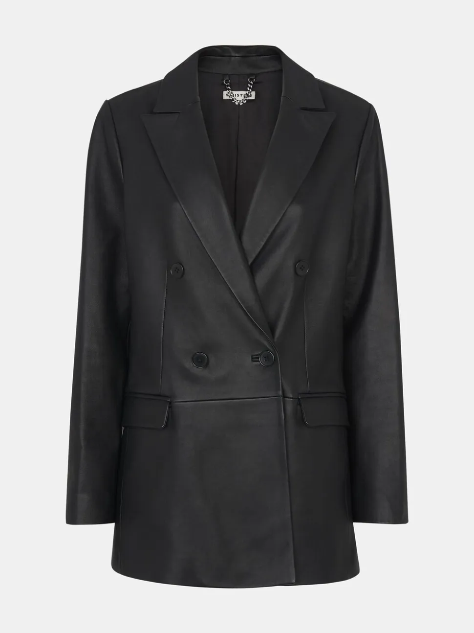 Whistles Aliza Waisted Leather Black Blazer