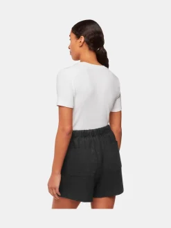 Whistles Black Linen Elasticated Shorts