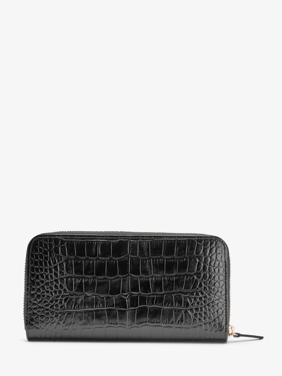 Whistles Black Long Shiny Croc Effect Purse