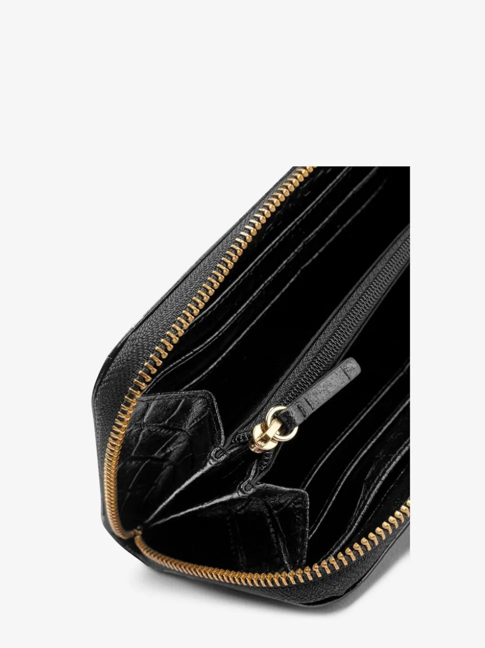 Whistles Black Long Shiny Croc Effect Purse