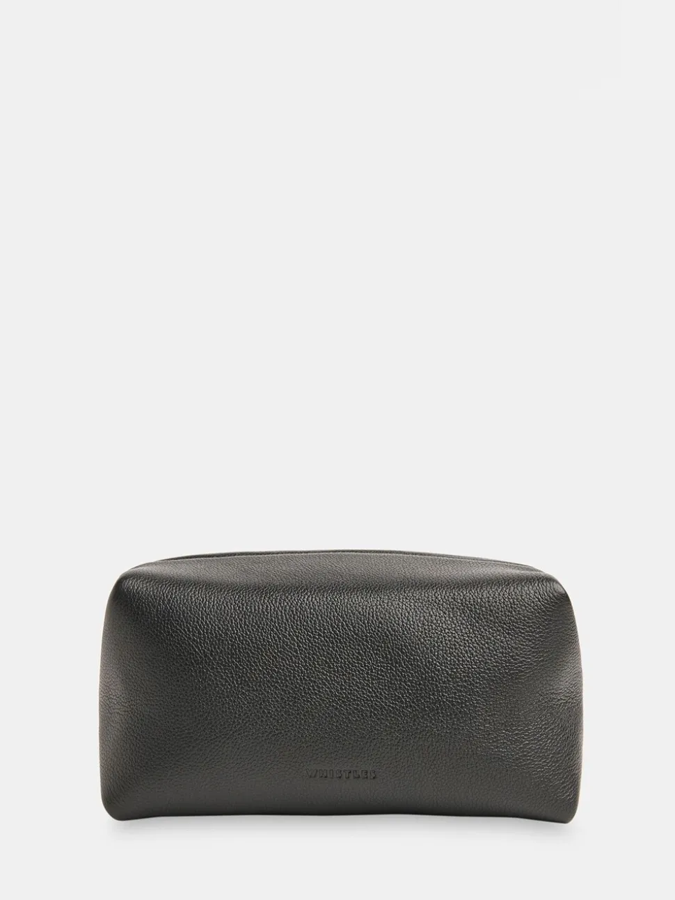 Whistles Black Ria Leather Zip Pouch