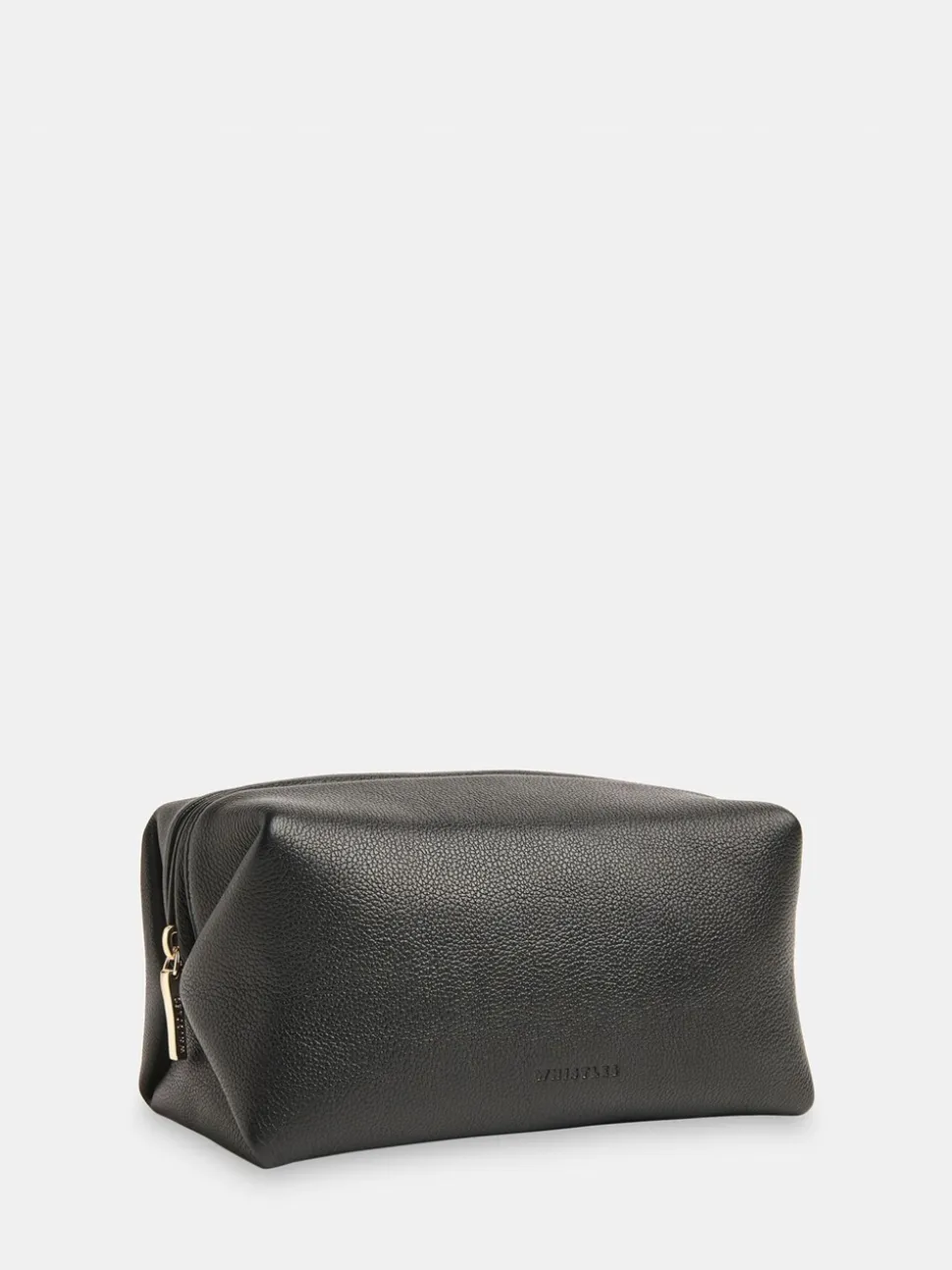 Whistles Black Ria Leather Zip Pouch