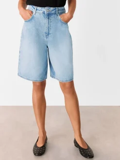 Whistles Blue 100% Cotton Authentic Knee Length Shorts