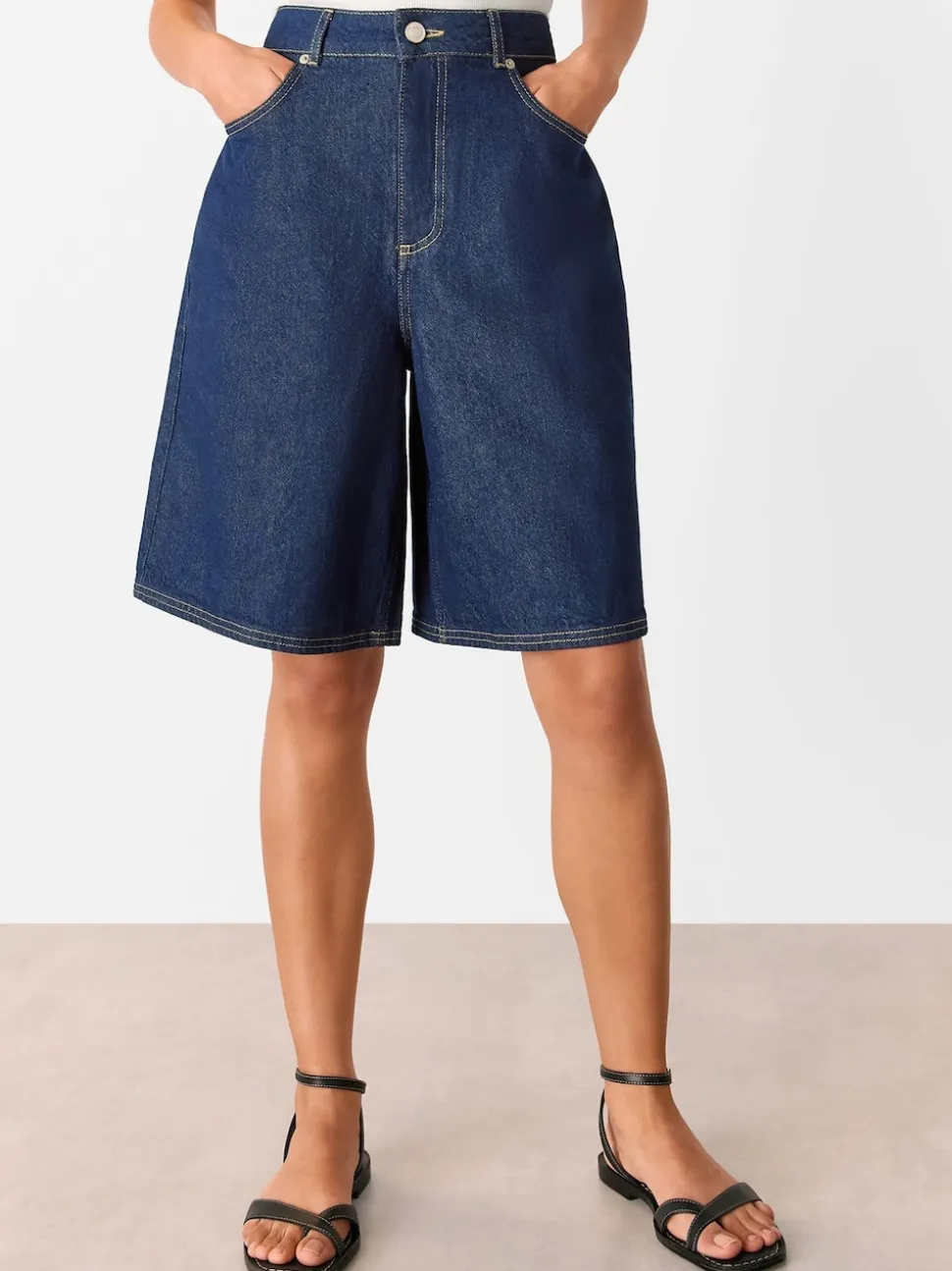 Whistles Dark Denim 100% Cotton Authentic Knee Length Shorts