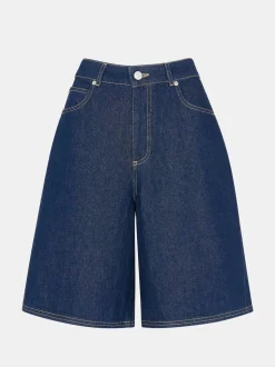 Whistles Dark Denim 100% Cotton Authentic Knee Length Shorts