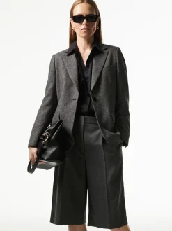 Whistles Grey Herringbone Wool Blend Blazer