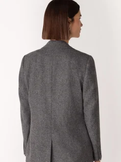 Whistles Grey Herringbone Wool Blend Blazer