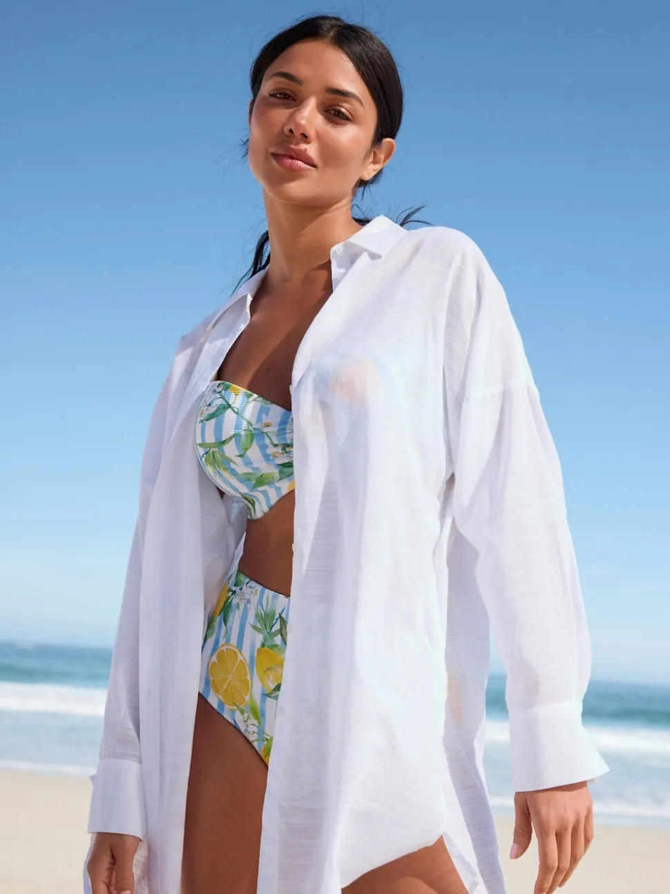 White Beach Cover-Up Shirt