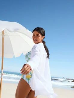 White Beach Cover-Up Shirt