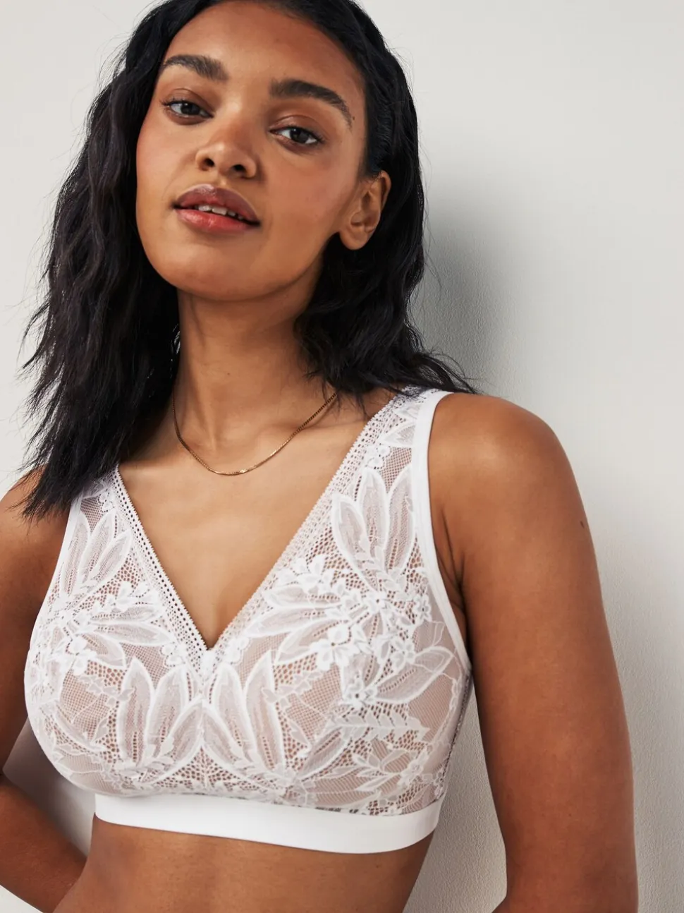 White B-H Lace Total Support Non Pad Non Wire Ultimate Comfort Bra