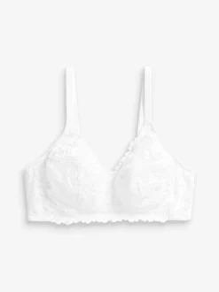 White B-H Total Support Non Pad Non Wire Full Cup Lace Ultimate Comfort Bra