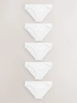 White Bikini Cotton Rich Knickers 5 Pack