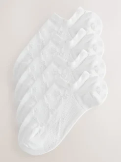 White Bow Texture Trainer Socks 4 Pack