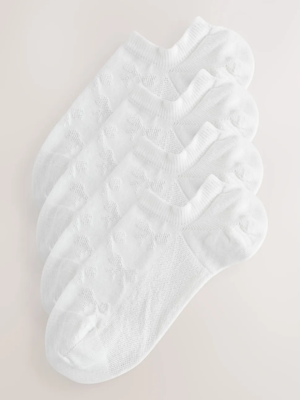 White Bow Texture Trainer Socks 4 Pack
