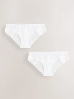 White Brazilian Lace & Microfibre Knickers 2 Pack