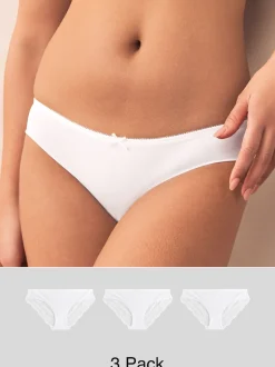 White Brazilian No VPL Lace Back Briefs 3 Pack