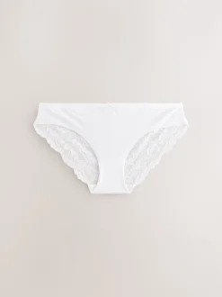 White Brazilian No VPL Lace Back Briefs 3 Pack