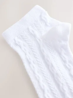 White Cable Trainer Socks 4 Pack
