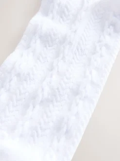 White Cable Trainer Socks 4 Pack