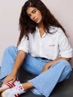 White Casual Long Sleeve Cropped Shirt
