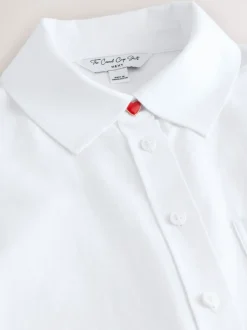 White Casual Long Sleeve Cropped Shirt