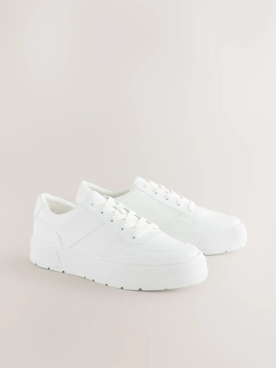 White Cleat Chunky Lace Up Trainers