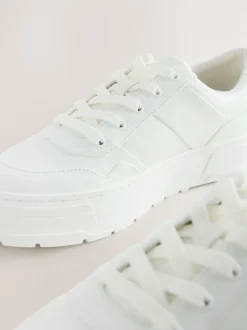 White Cleat Chunky Lace Up Trainers