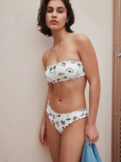 White Conversational Broderie Bandeau Bikini Top