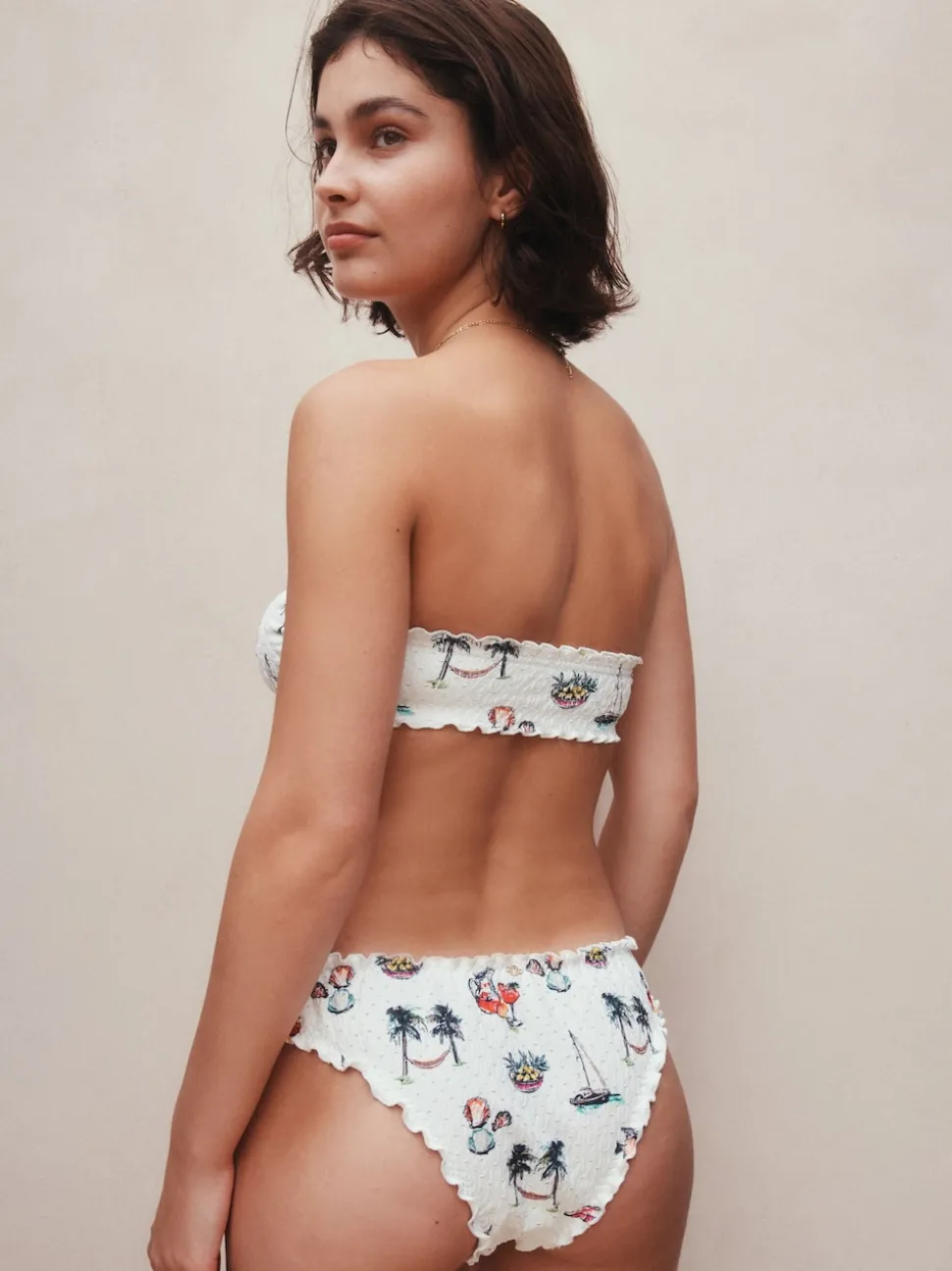White Conversational Broderie Bandeau Bikini Top