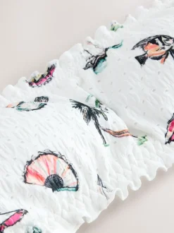 White Conversational Broderie Bandeau Bikini Top
