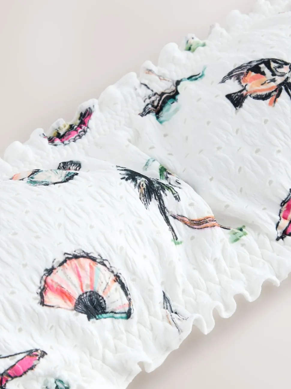 White Conversational Broderie Bandeau Bikini Top