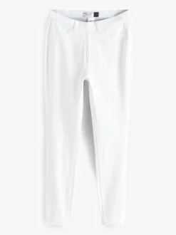 White Cropped Denim Jersey Leggings
