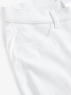 White Cropped Denim Jersey Leggings