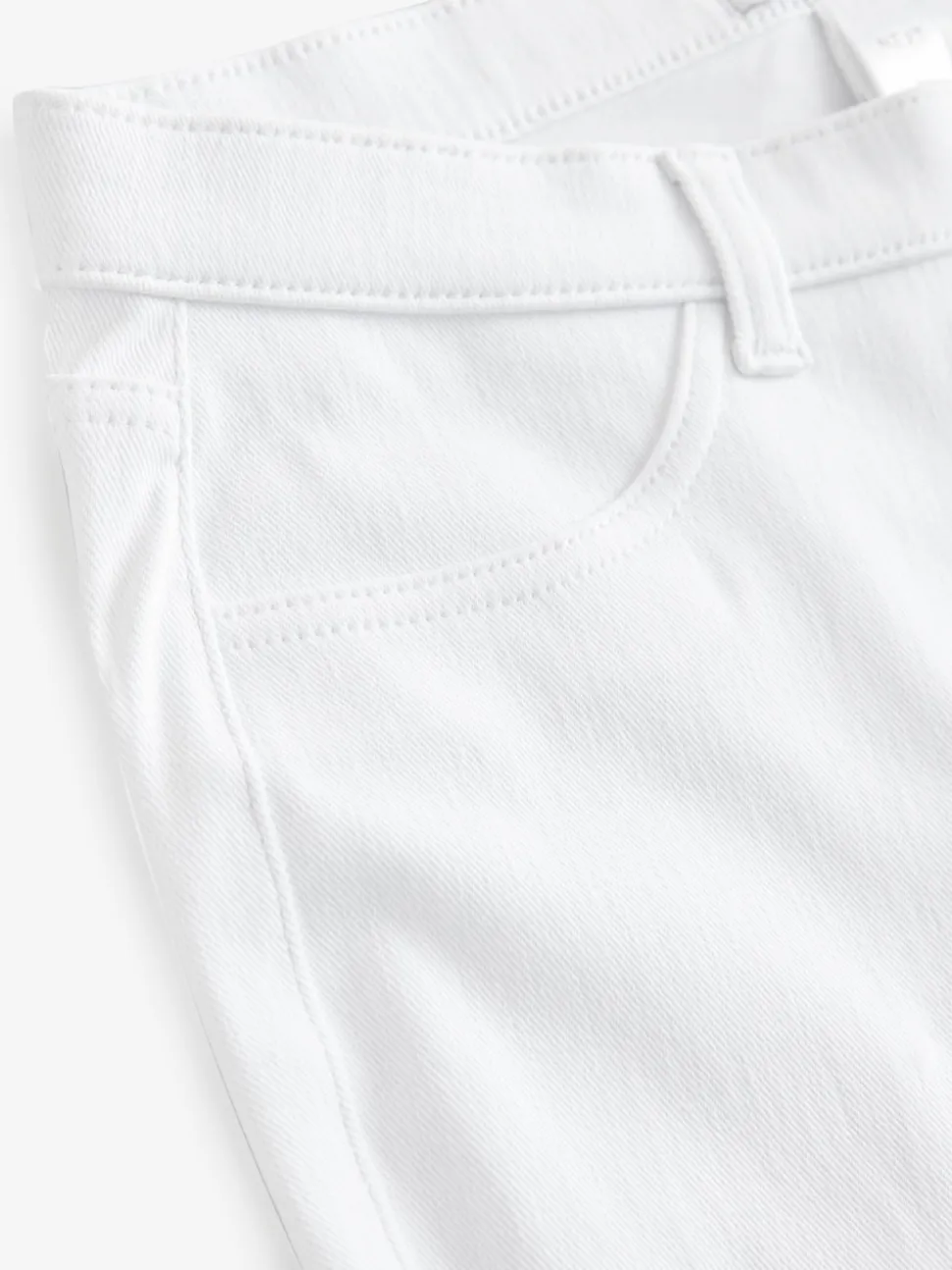 White Cropped Denim Jersey Leggings
