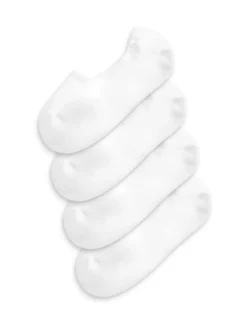 White Cushion Sole Invisible Trainer Socks 4 Pack