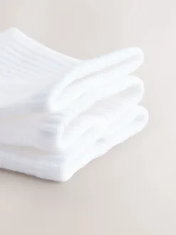 White Cushion Sole Ribbed Sport Cropped Ankle Socks 3 Pack With Arch Support